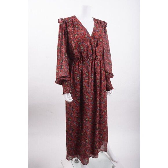 Boden Womens Becky Midi Wrap Dress UK 14L US 10L Red Floral Paisley D0041 NWT - Picture 2 of 6